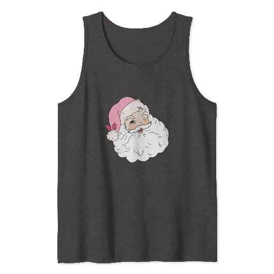 Retro Vintage Pink Santa Claus Tank Tops