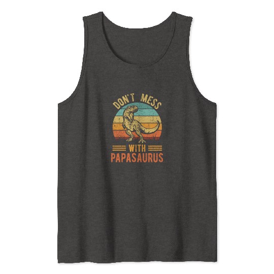 Papa Dad Father Dinosaur Funny Design - Papasaurus Tank Tops