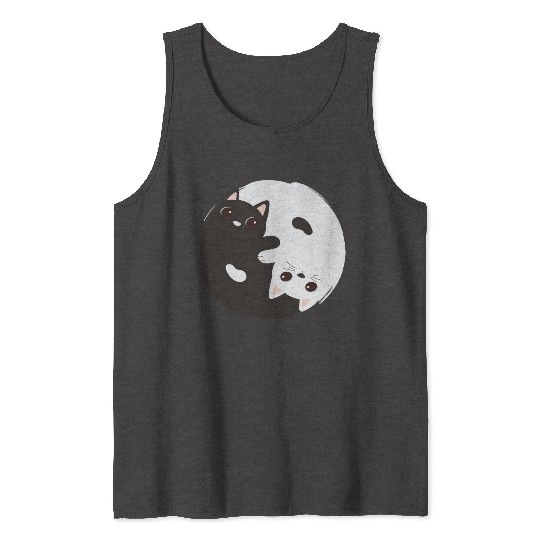 ying yang cat Tank Tops