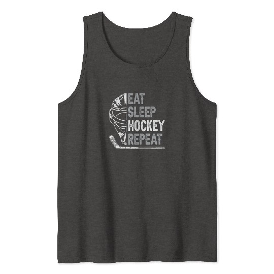 Eat Sleep Hockey Repeat Christmas Hockey Tank Tops