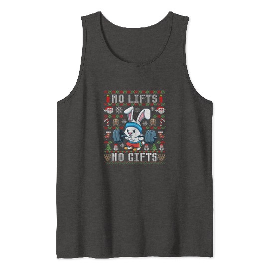 Funny No Lifts No Gifts Ugly Christmas Workout Tank Tops