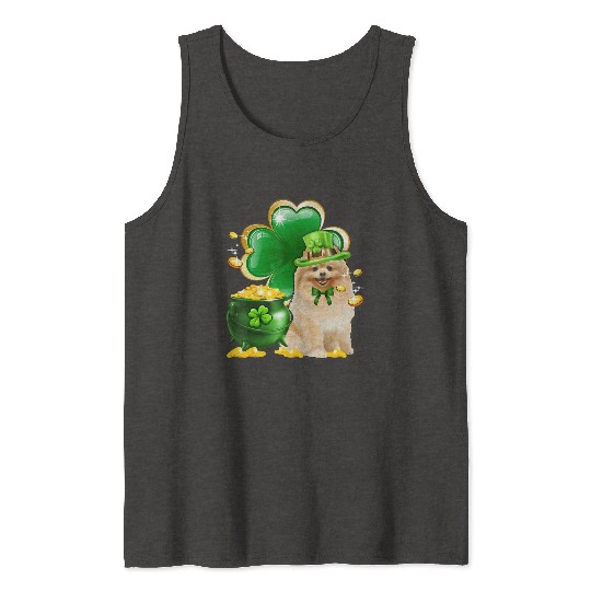 Pomeranian Dog Shamrock St Patricks Day Tank Tops