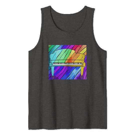 piano in front of a colorful rainbow Tank Tops