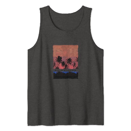 Saint John Caribbean Vacation Souvenir Beach Palm Tank Tops