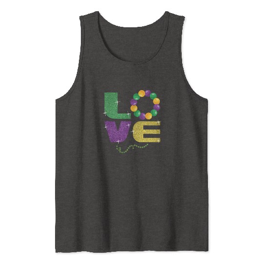 Love New Orleans Festival Parade Beads Mardi Gras Tank Tops