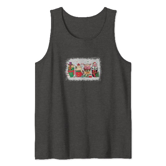 Christmas Coffee Cup Bleached Tank Tops