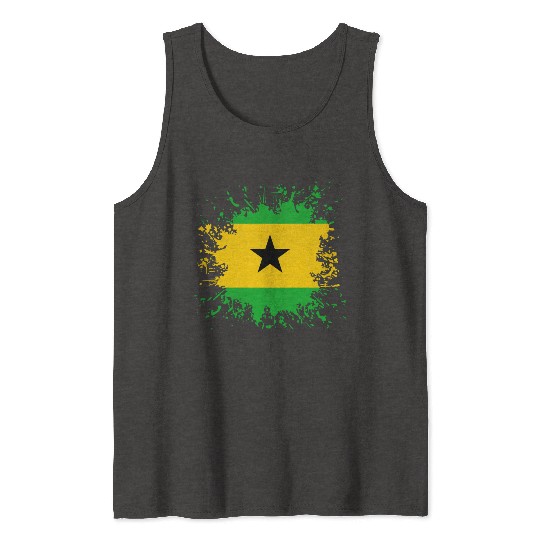 Sao Tome And Principe Flag Paint Splatter Tank Tops