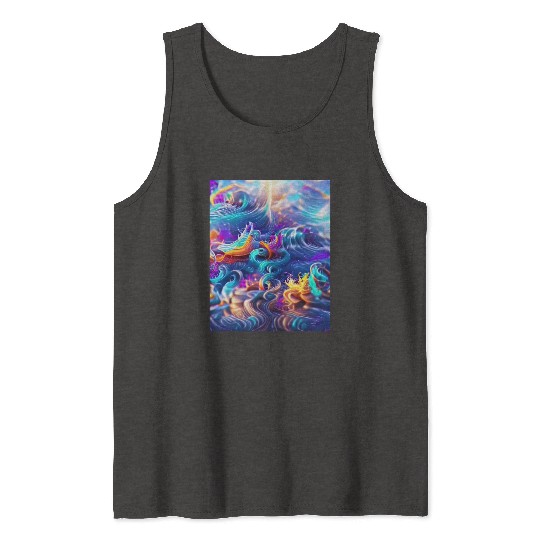Colorful ocean waves art Tank Tops