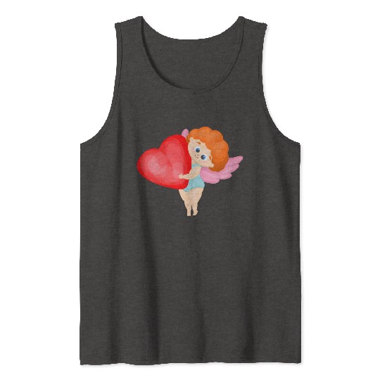 Lovely cupids. Cupid with a red heart Tank Tops
