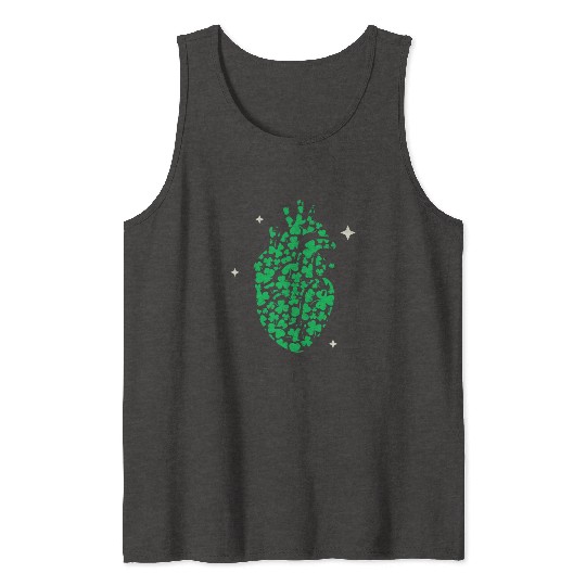 Shamrock Heart Cardiac Nurse St Patricks Day Tank Tops