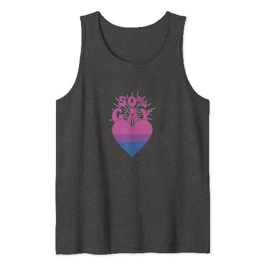 50% Gay Bisexual Pride Flag Heart LGBTQ Tank Tops