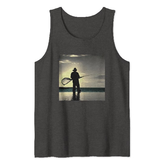 Fishing fish lifestyle fisherman with fishing rod Tank Tops