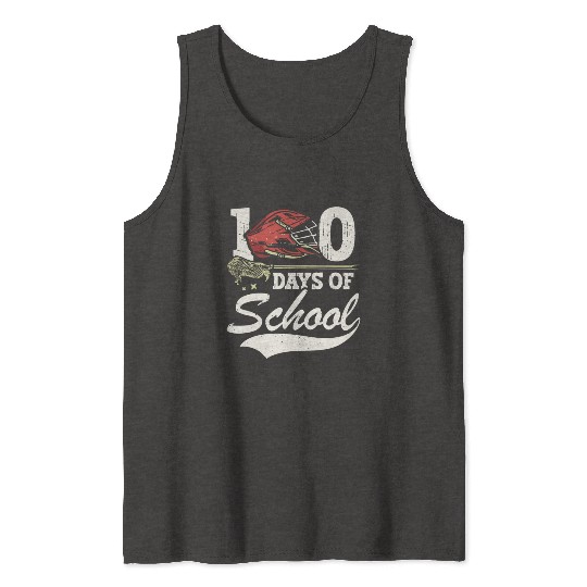 100 Days Of School Sports Game Lacrosse Player Tank Tops