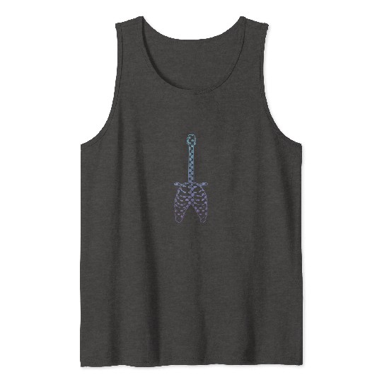 Rock and Roll Skeleton Ribcage Guitar Bones Guitar Tank Tops