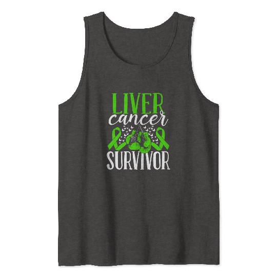Liver Cancer Awareness Ribbon Gloves Survivor Tank Tops