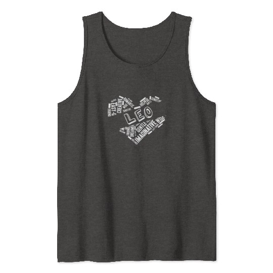 Leo Heart Word Cloud Doodle Astrology Zodiac Star Tank Tops