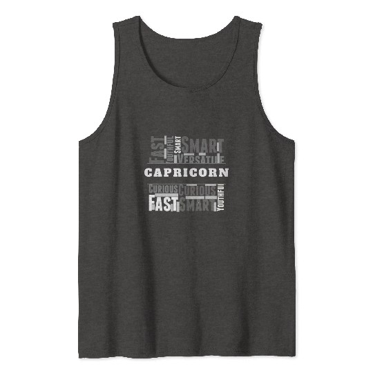 Capricorn Zodiac Star Sign Word Cloud Square Monoc Tank Tops