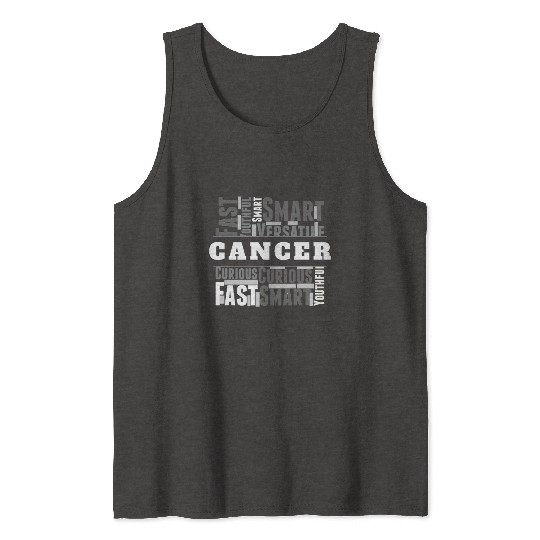 Cancer Zodiac Star Sign Word Cloud Square Monochro Tank Tops