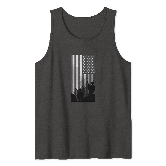 USA Men Soldier Veteran Flag Dust Tank Tops