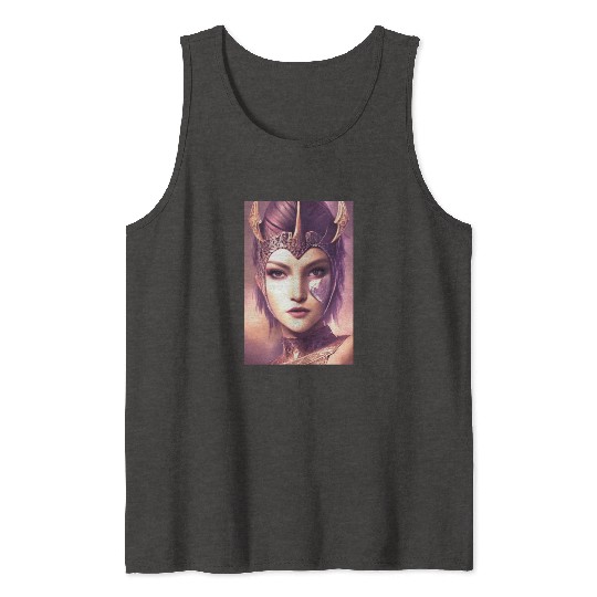 Warrior princess wearing gothic plate dark fantasy Tank Tops