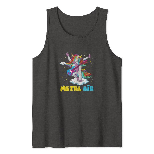 Guitar Unicorn Rainbow Metal Kid Music Rock Sign Tank Tops