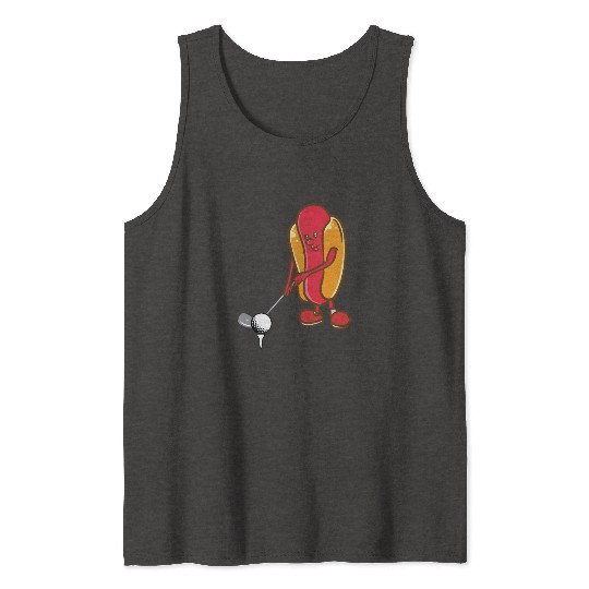 Golf Hotdog Golfing Sausage Golf Player Tank Tops