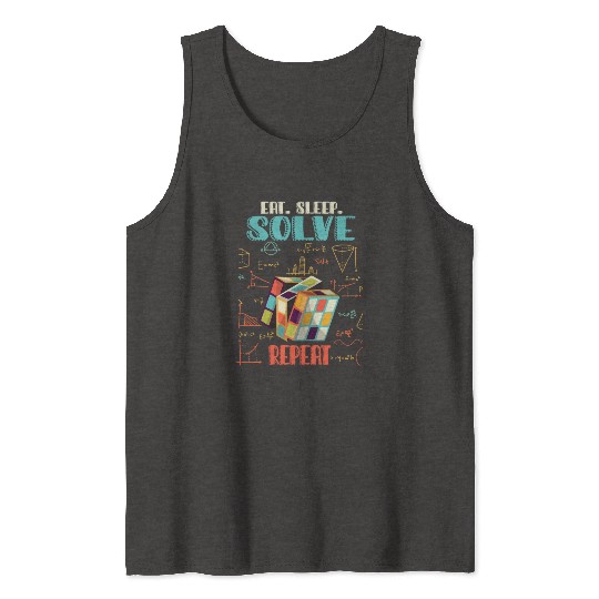Eat Sleep Solve Repeat Math Speed Cubing Genie Tank Tops