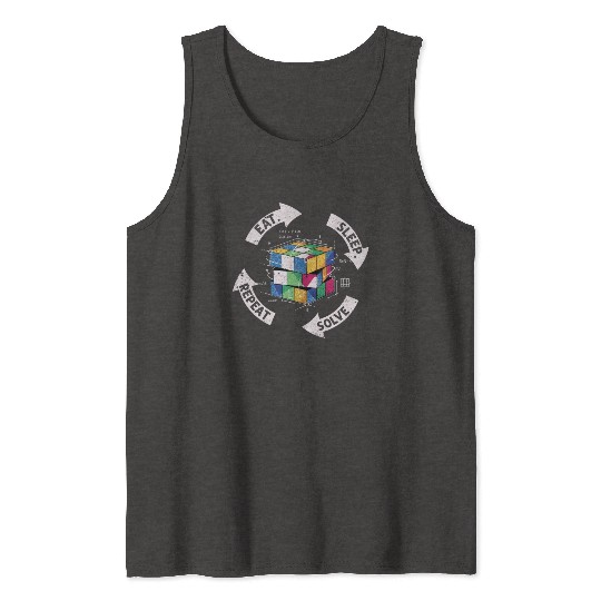Eat Sleep Solve Repeat Math Speed Cubing Genie Tank Tops