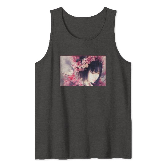 japan girl portrait sakura blossom Japan wallart Tank Tops