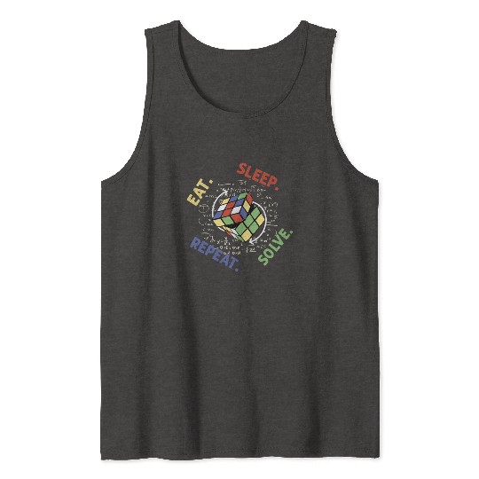 Eat Sleep Solve Repeat Math Speed Cubing Genie Tank Tops