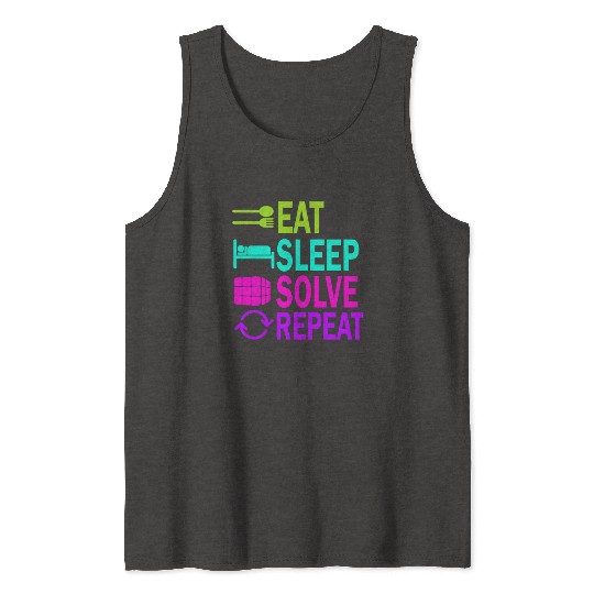 Eat Sleep Solve Repeat Math Speed Cubing Genie Tank Tops