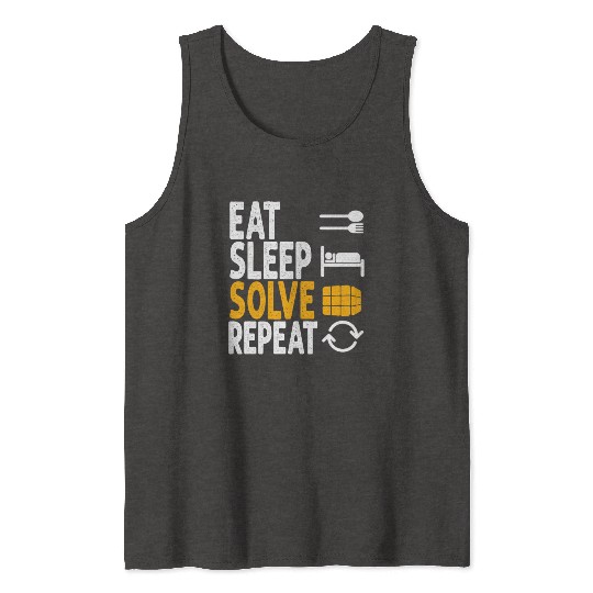 Eat Sleep Solve Repeat Math Speed Cubing Genie Tank Tops
