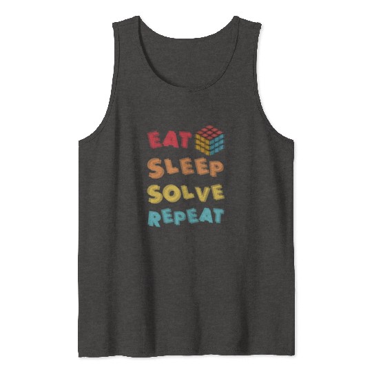 Eat Sleep Solve Repeat Math Speed Cubing Genie Tank Tops