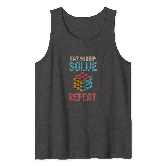 Eat Sleep Solve Repeat Math Speed Cubing Genie Tank Tops