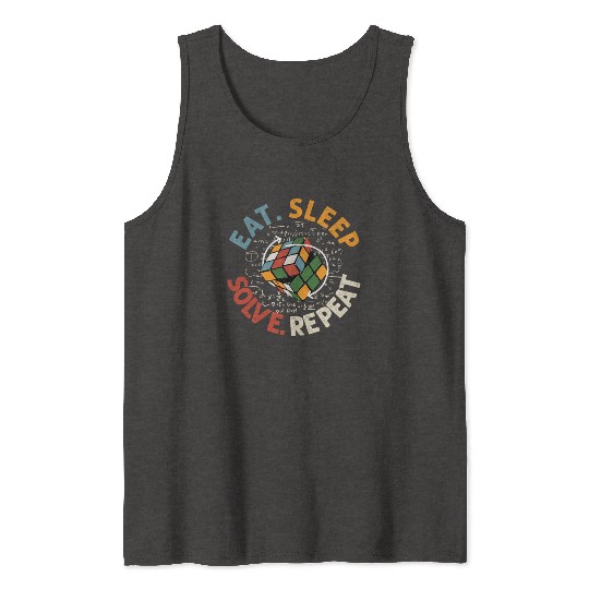 Eat Sleep Solve Repeat Math Speed Cubing Genie Tank Tops