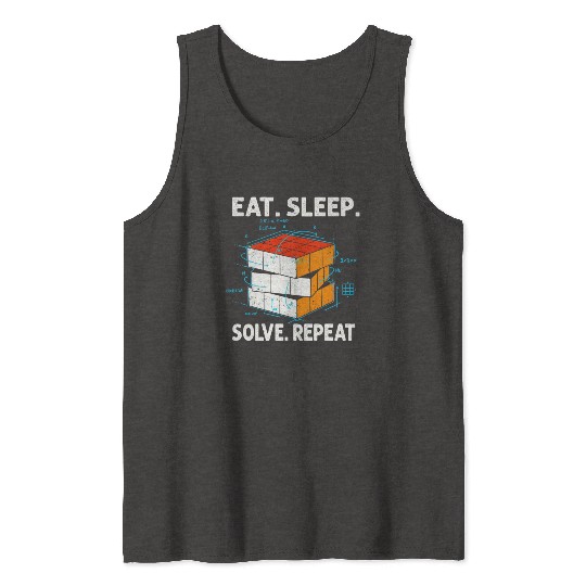 Eat Sleep Solve Repeat Math Speed Cubing Genie Tank Tops