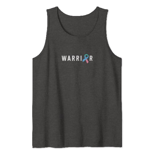 Thyroid Cancer Warrior Men Pink Blue Teal Ribbon Tank Tops