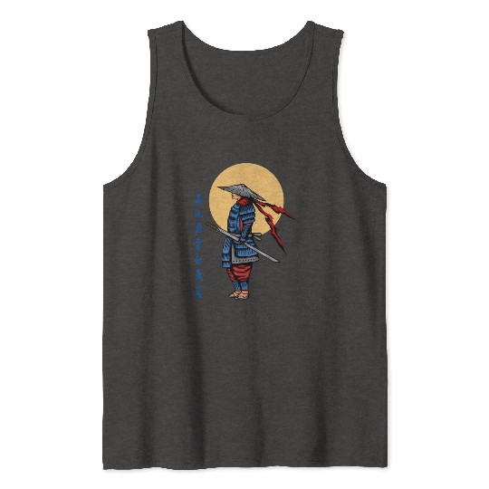 Japanese samurai warrior cream moon mask Tank Tops