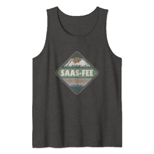 Saas-Fee Switzerland Swiss Alps Vintage Hiking Tank Tops
