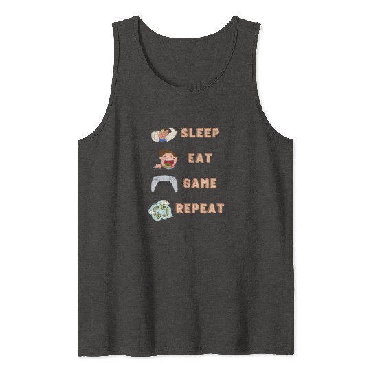 sleep eat game repeat PlayStation Tank Tops