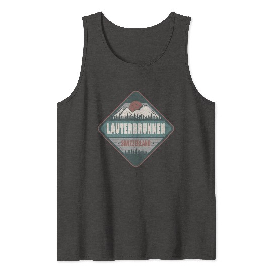 Lauterbrunnen Switzerland Vintage Hiking Design Tank Tops
