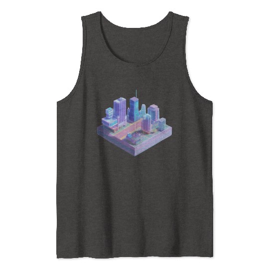 Miniature City - 3D Isometric Vaporwave Tank Tops