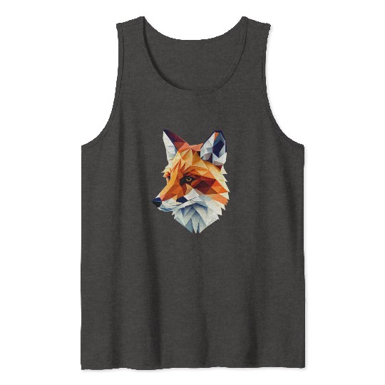 Fox Polygon Wild Animal Lover Wildlife Zookeeper Tank Tops