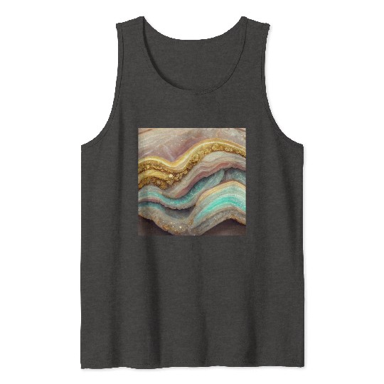 Pastel Pink Teal Agate Geode Stone Tank Tops