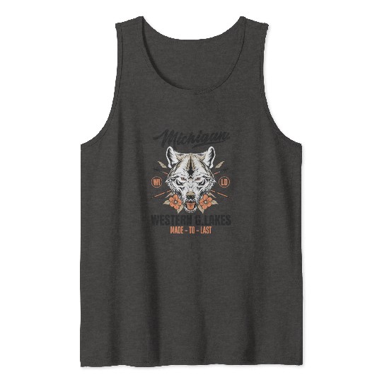 Western great lakes Michigan home of the wolf Tank Tops