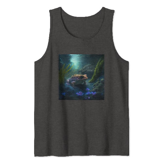 A toad in a creek the toad has blue glowing eyes Tank Tops