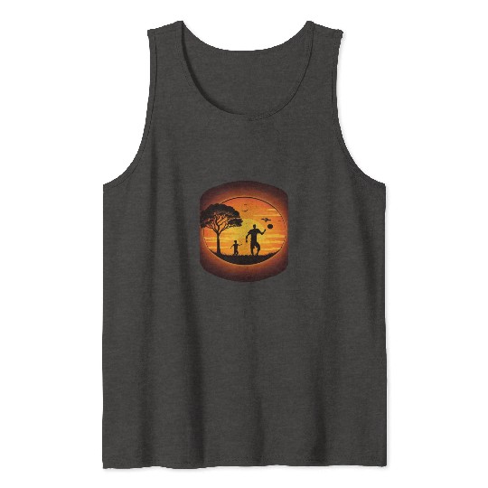 Ultimate Frisbee Fans Father and Son Playing Tank Tops