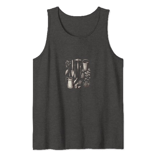 Florist Gardener Dad Grayscale Gardening Tools Tank Tops
