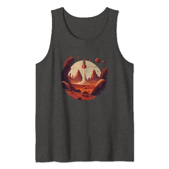 Vintage Space Science Mars Fiction Geek Solar Tank Tops