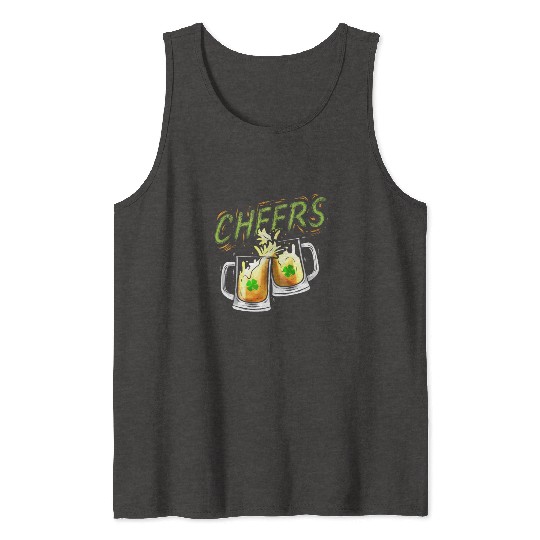 Cheers With Beers And Shamrock For St Patricks Day Tank Tops